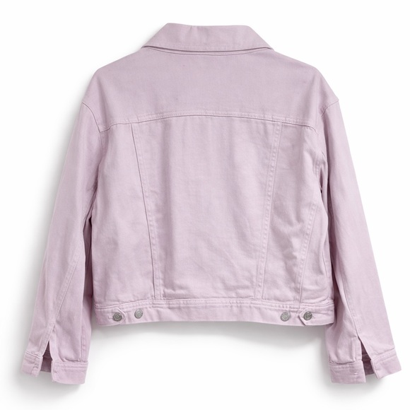 J Crew Lavender Cropped Denim Jacket Womens Large Spring Easter romantic - Picture 2 of 6